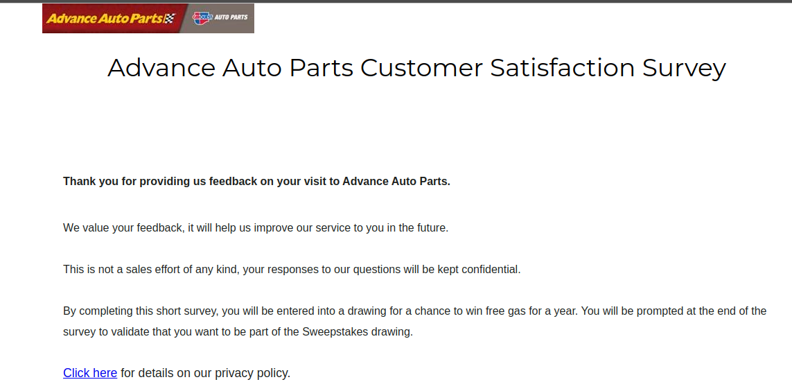 advance auto parts survey